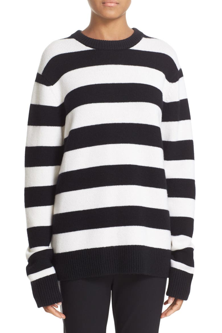Shana Stripe Cashmere Sweater, Main, color, BLACK/ WHITE