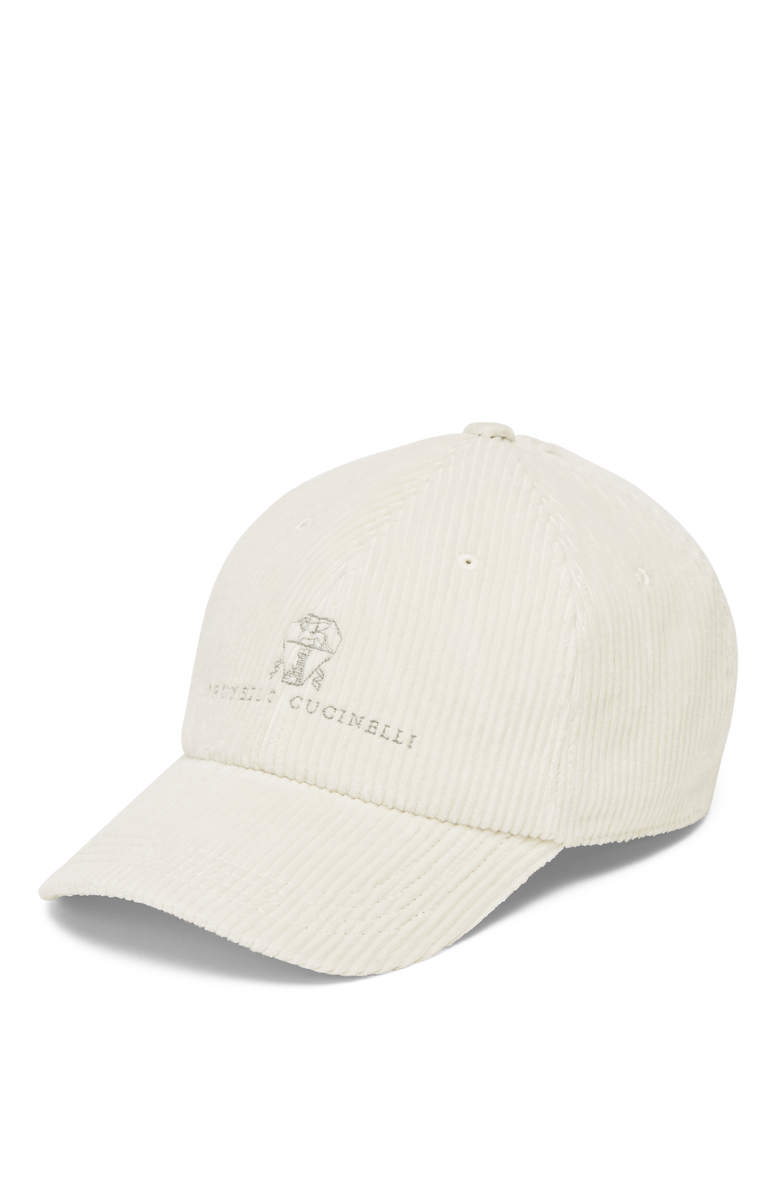 Brunello Cucinelli Comfort cotton and cashmere corduroy baseball cap with embroidered logo, Main, color, 