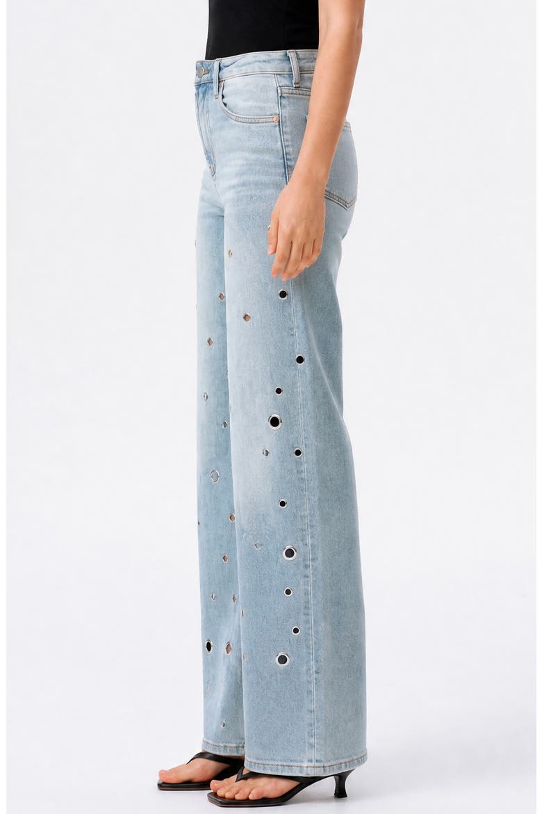 Eyelet High Waist Straight Leg Jeans, Alternate, color, SNOWDRIFT
