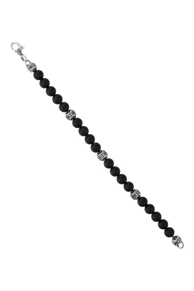 Men's Onyx Beaded Bracelet, Alternate, color, SILVER/ BLACK