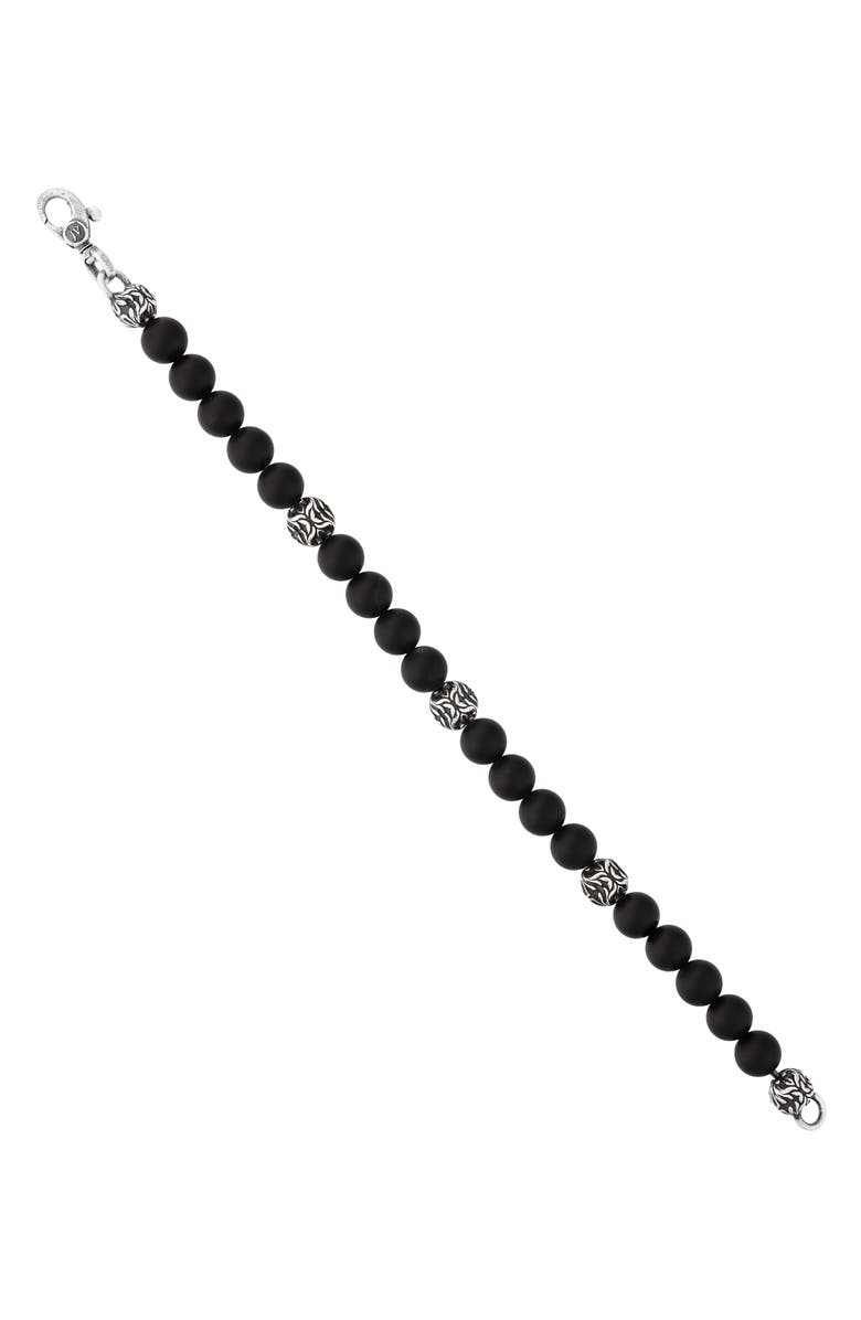John Varvatos Men's Onyx Beaded Bracelet, Alternate, color, Silver/ Black