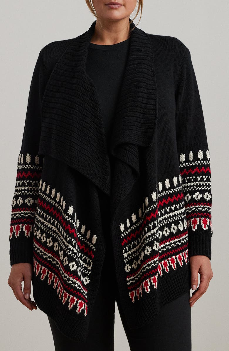 Lauren Ralph Lauren Fair Isle Waterfall Cotton Cardigan, Main, color, 