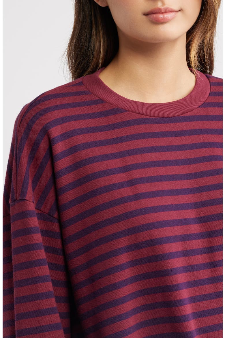 Stripe Terry Oversized Sweatshirt, Alternate, color, BURGUNDY STRIPE