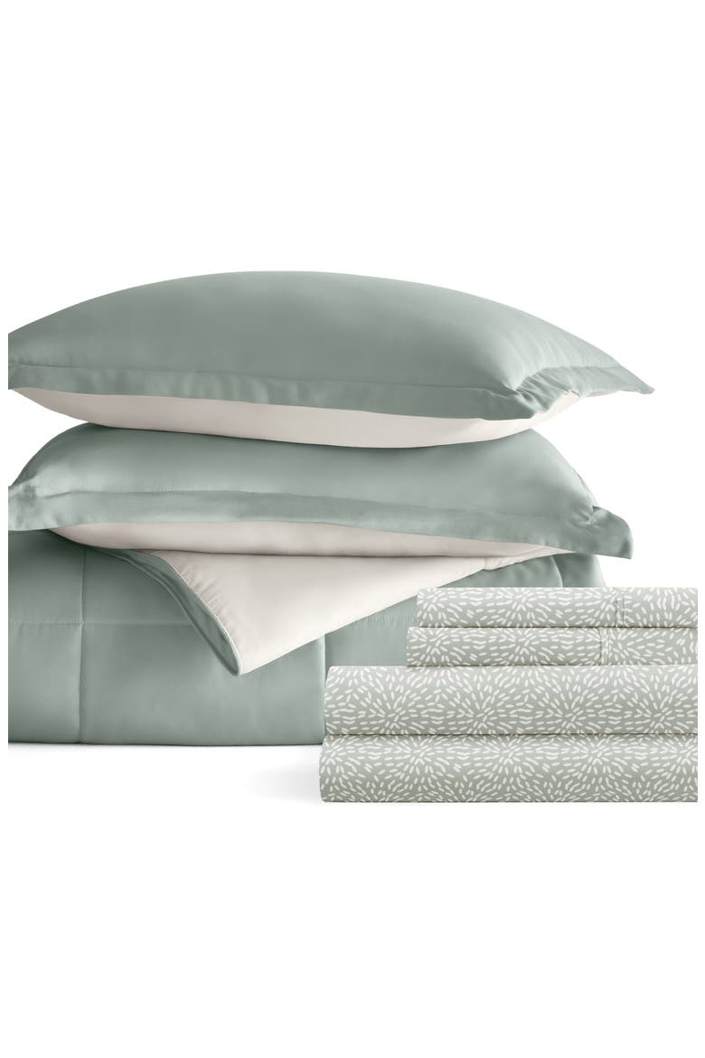 7-Piece Assorted Reversible Comforter Set, Main, color, EUCALYPTUS