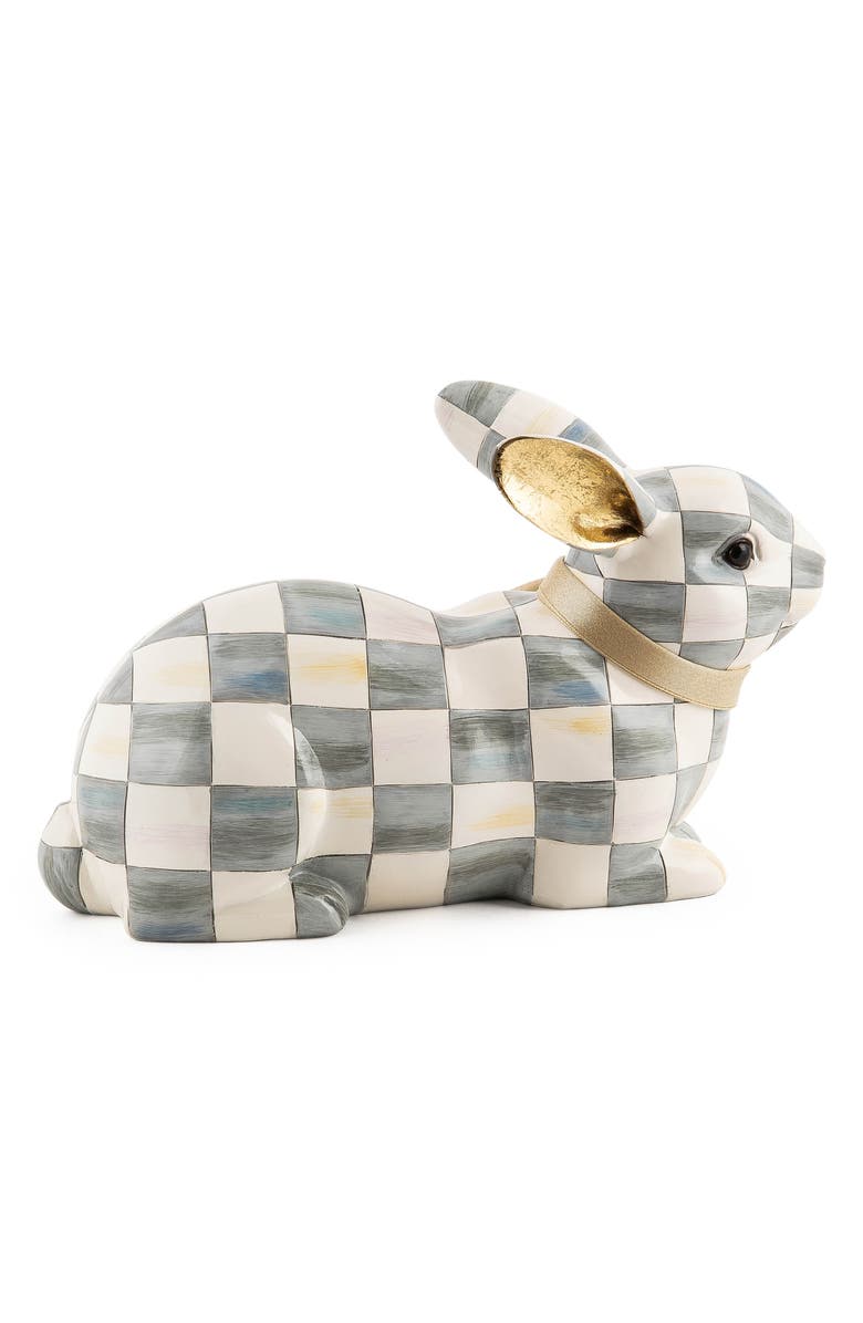 MACKENZIE CHILDS Sterling Check Resting Bunny, Alternate, color, Grey