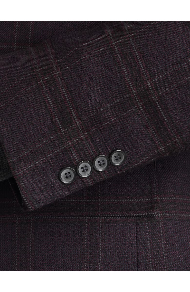 Oak Hill by DXL Big & Tall Windowpane Sport Coat- Executive Cut, Alternate, color, Burgundy