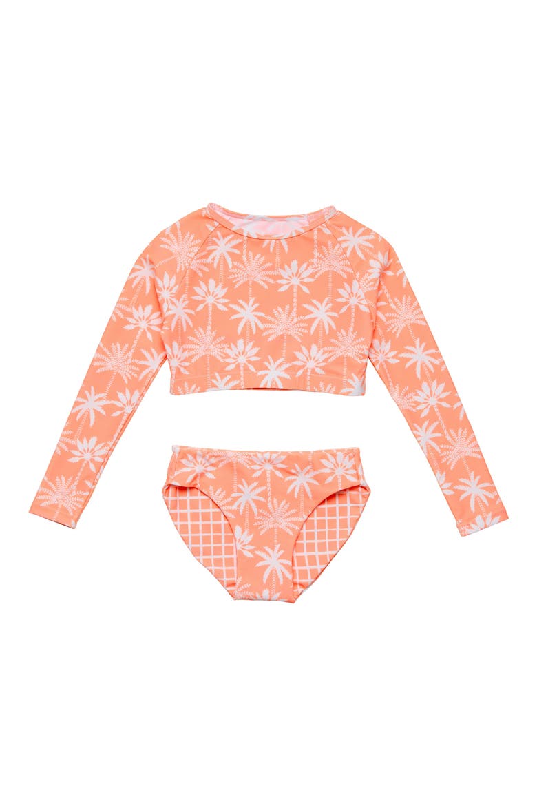 Kids' Long Sleeve Two-Piece Rashguard Swimsuit, Main, color, ORANGE