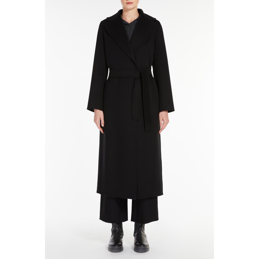 Max Mara Poldo Wool Belted Coat In Black