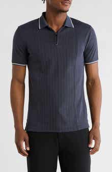 DENIM AND FLOWER Tipped Quarter Zip Polo