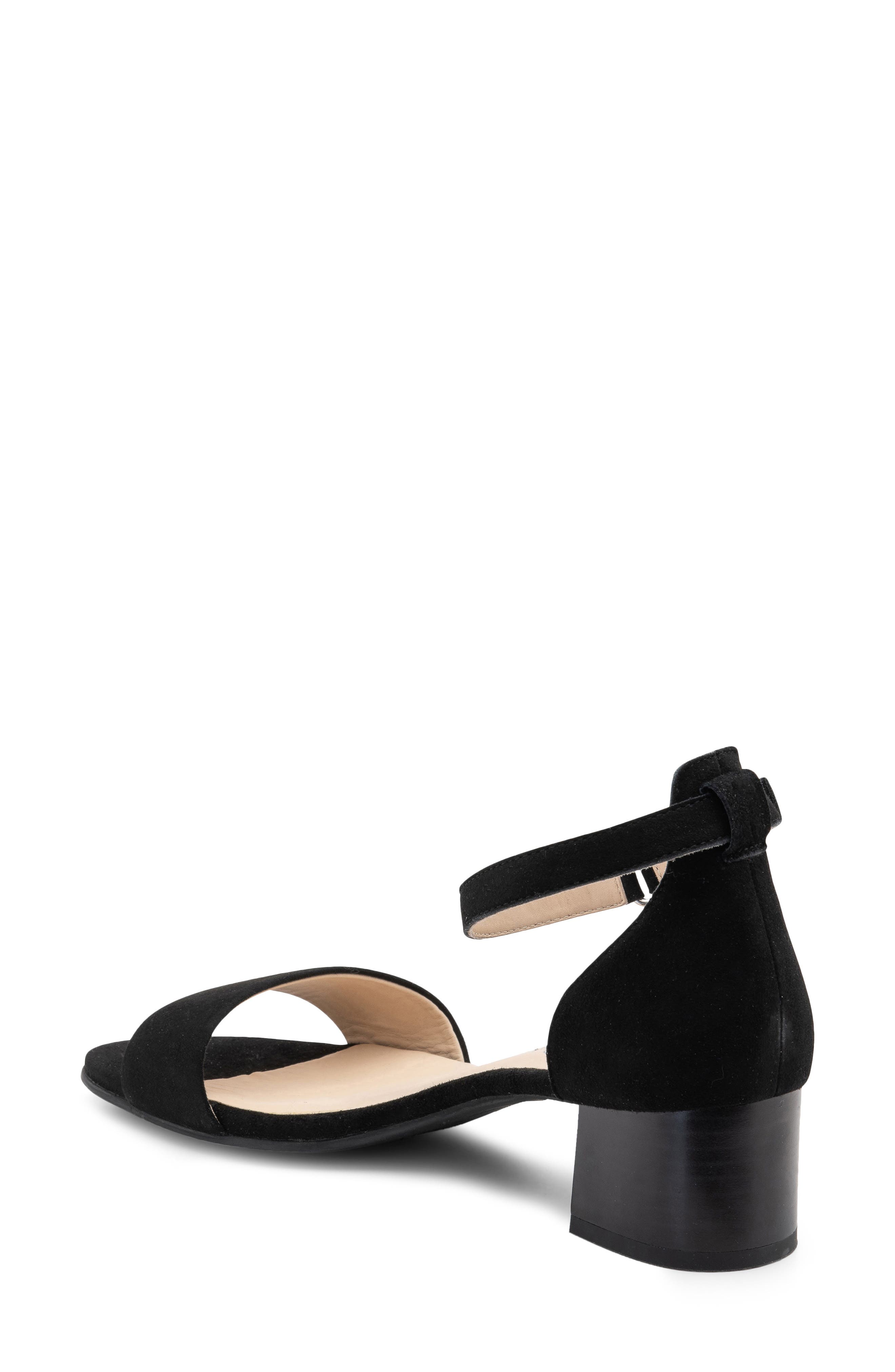 ara Pauline Block Heel Sandal, Alternate, color, Black Kid Suede