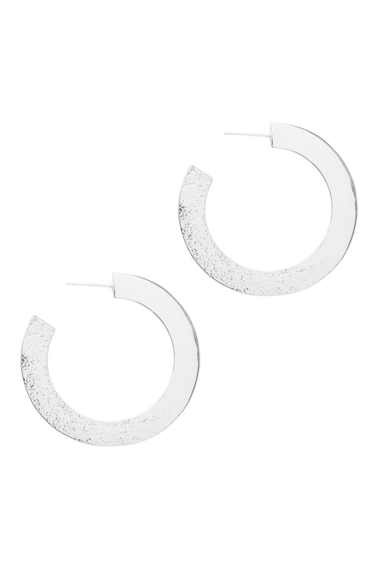 Shaye Flat Hoops, Main, color, SILVER