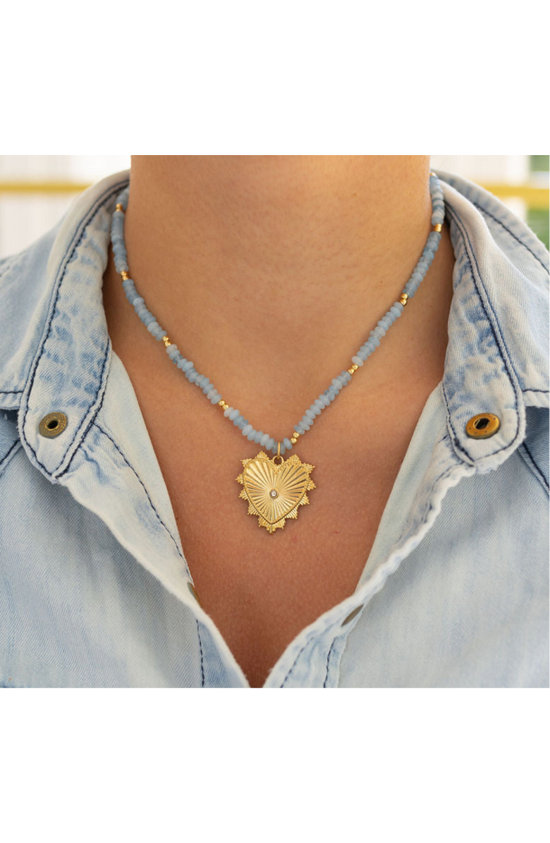 Erin McDermott Jewelry Ocean Love and Heart Necklace, Alternate, color, Blue