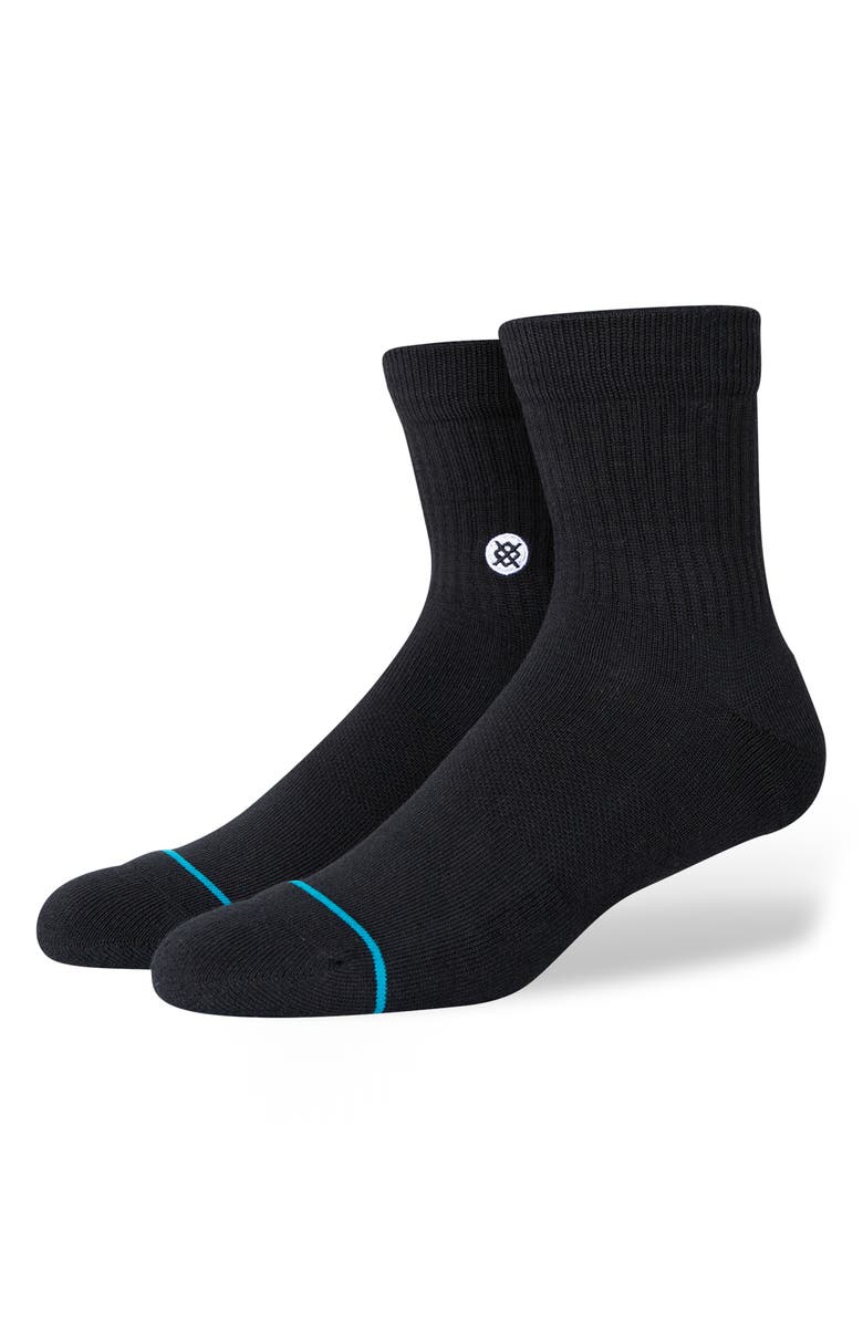Stance Icon 3-Pack Quarter Crew Socks, Alternate, color, Black