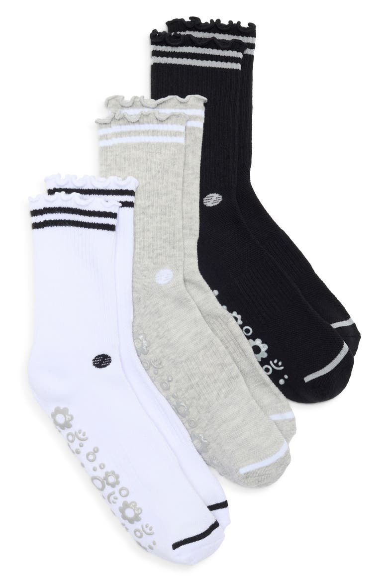 Demi 3-Pack Grippy Crew Socks, Main, color, INHALE EXHALE MULTI