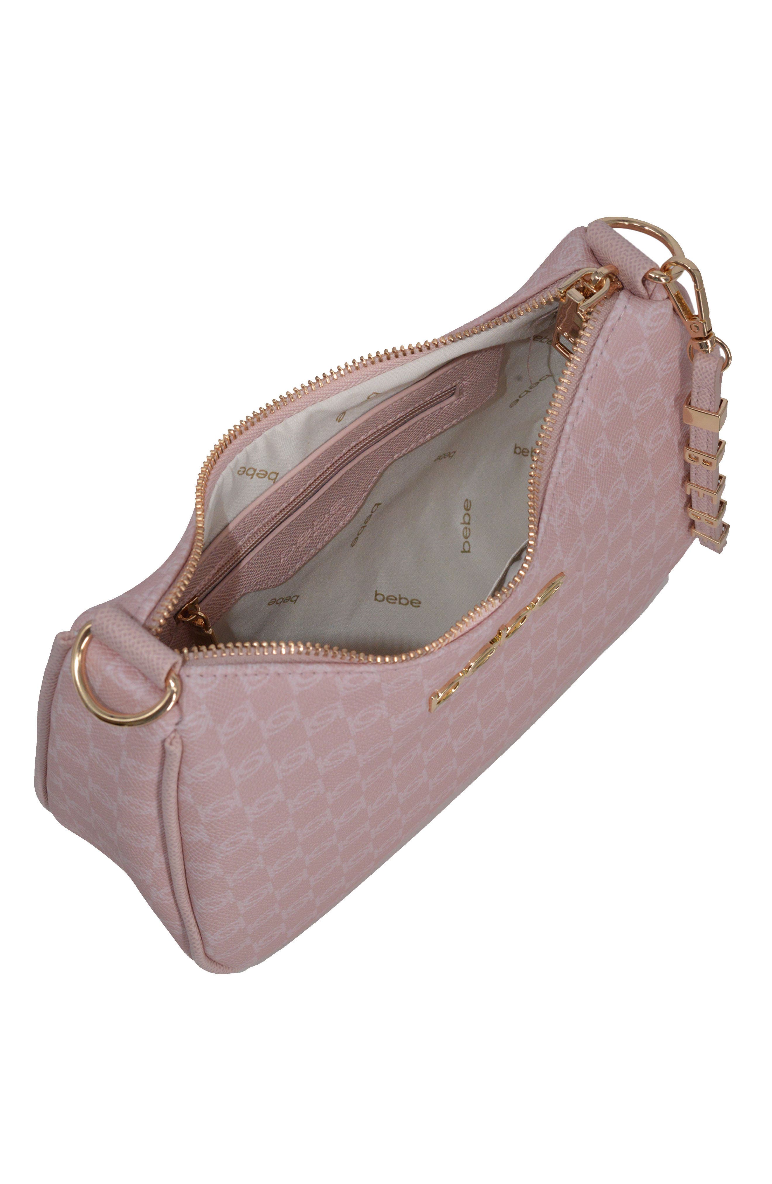 bebe Adela Monogram Crossbody Bag with Zip Pouch, Alternate, color, Powder Pink