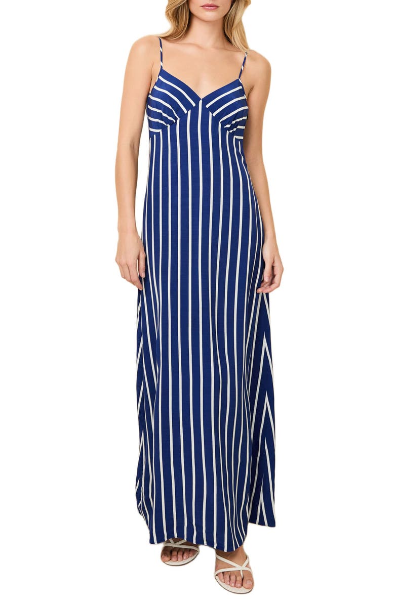 Solid & Striped The Rosetta Stripe Sleeveless Maxi Dress, Main, color, Color Block Blue