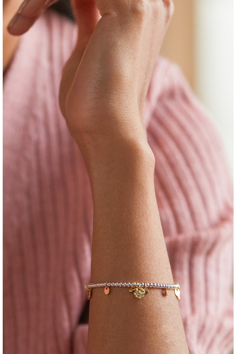 Coin Beaded Friendship Slider Bracelet, Alternate, color, GOLD AND SILVER