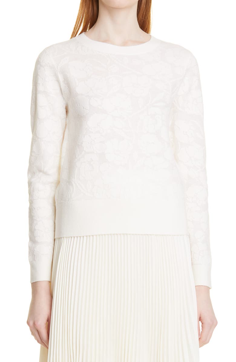 Club Monaco Floral Jacquard Cotton Blend Sweater, Main, color,