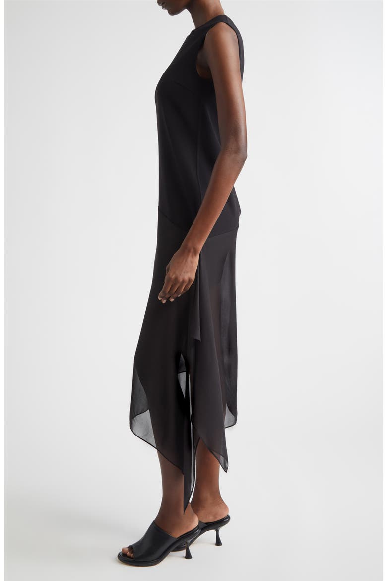 Veiled Virgin Wool Stretch Crepe & Silk Voile Dress, Alternate, color, BLACK