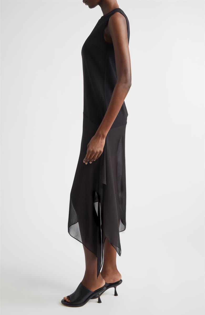 Michael Kors Collection Veiled Virgin Wool Stretch Crepe & Silk Voile Dress, Alternate, color, Black