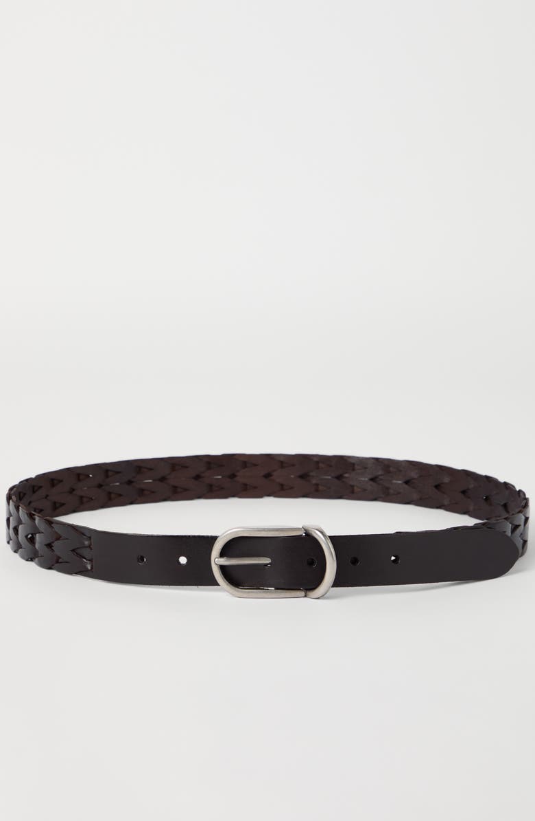 Brunello Cucinelli Braided leather belt, Alternate, color, Brown