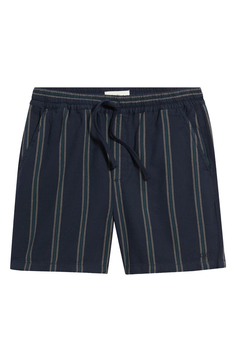 Les Deux Lawson Stripe Cotton Drawstring Shorts, Main, color, Dark Navy