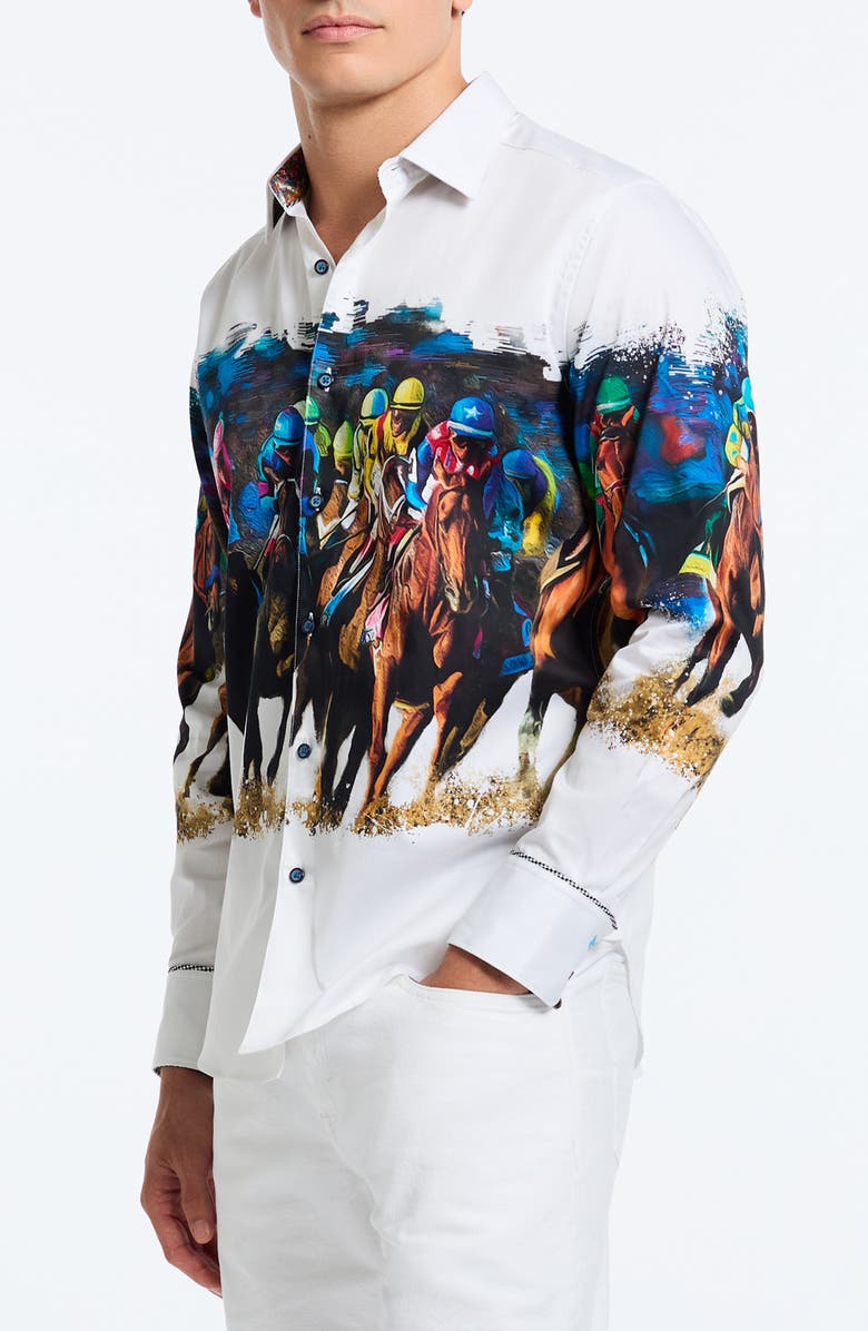 Robert Graham Derby Day Stretch Cotton Button-Up Shirt, Alternate, color, 