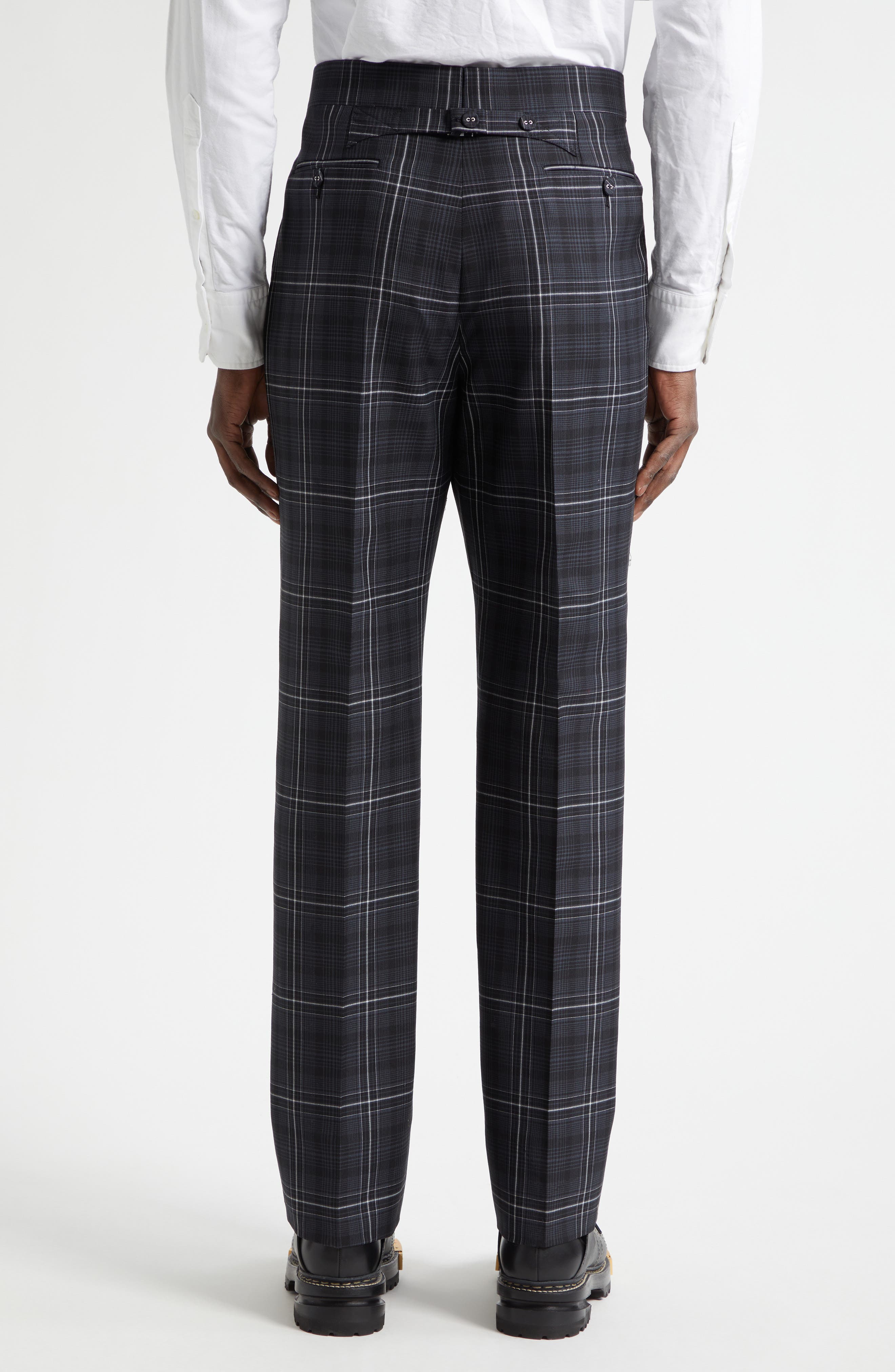 Plaid Wool Backstrap Pants - image 2