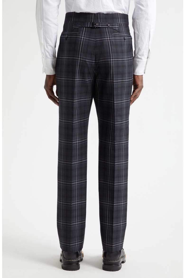 Plaid Wool Backstrap Pants, Alternate, color, BLACK