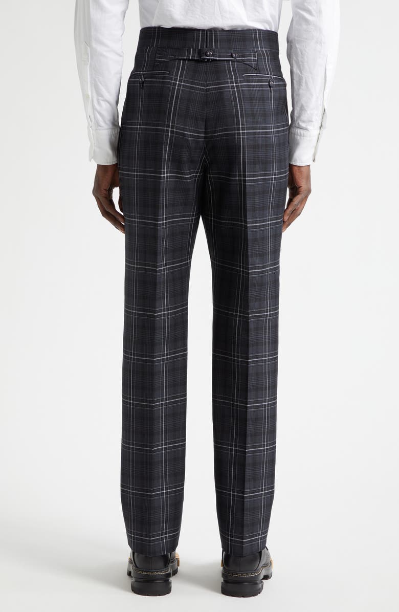 Thom Browne Plaid Wool Backstrap Pants, Alternate, color, Black