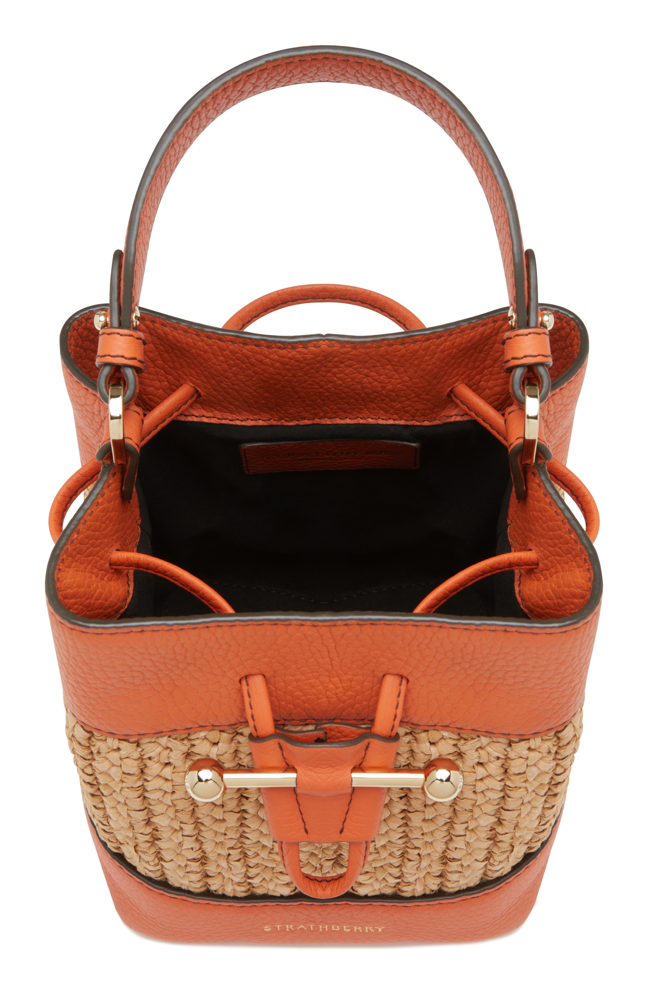 Osette Raffia & Leather Bucket Bag, Alternate, color, MARMALADE