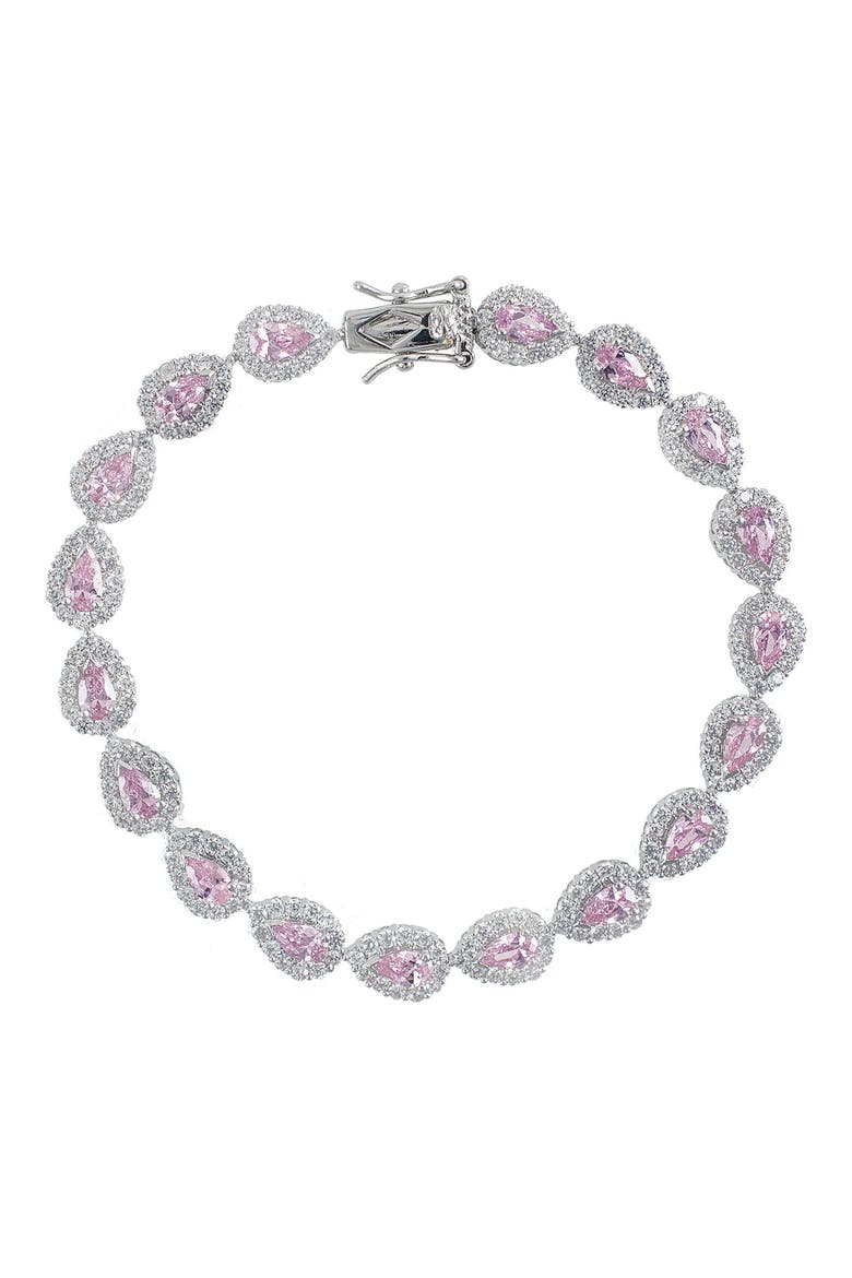 Pear Channel Round Bracelet, Main, color, PINK/ SILVER