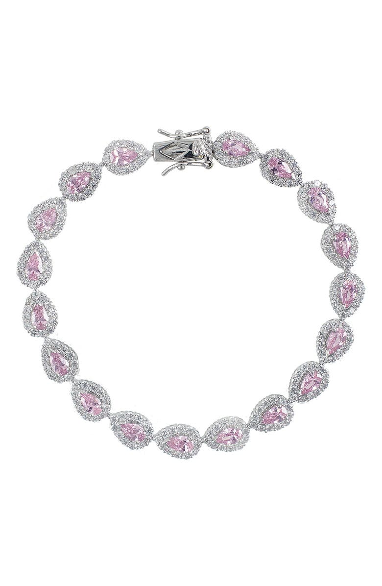 CZ by Kenneth Jay Lane Pear Channel Round Bracelet, Main, color, 
