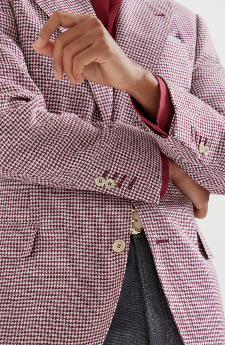 Brunello Cucinelli Houndstooth blazer, Alternate, color, Cherry