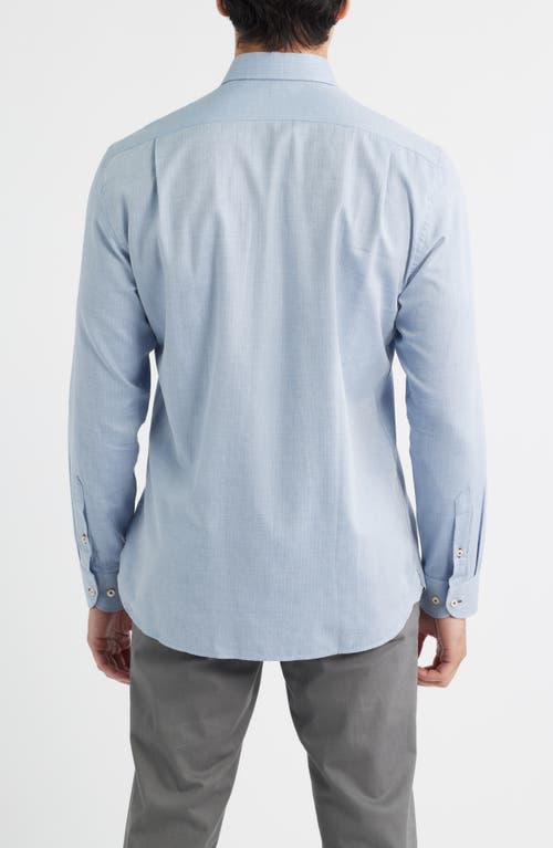 Johnnie-o Augustin Herringbone Cotton Button-up Shirt In Blue