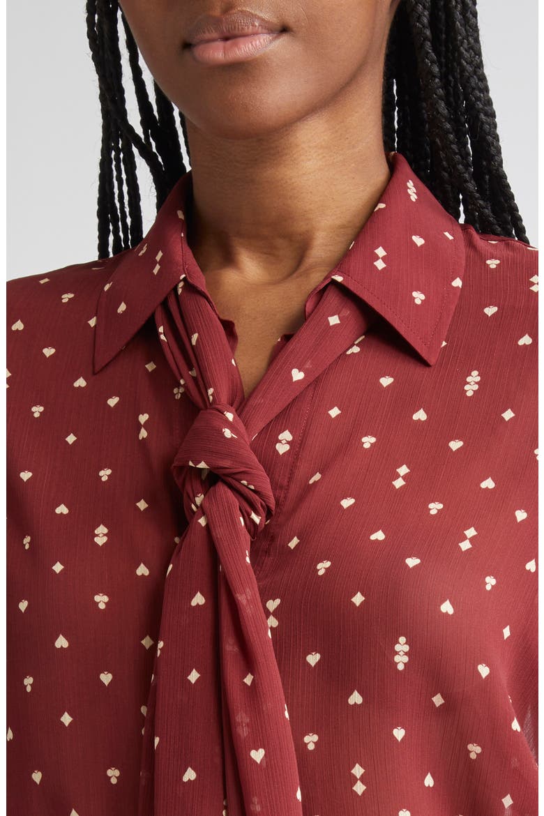 Basil Tie Neck Shirt, Alternate, color, BLACK CHERRY