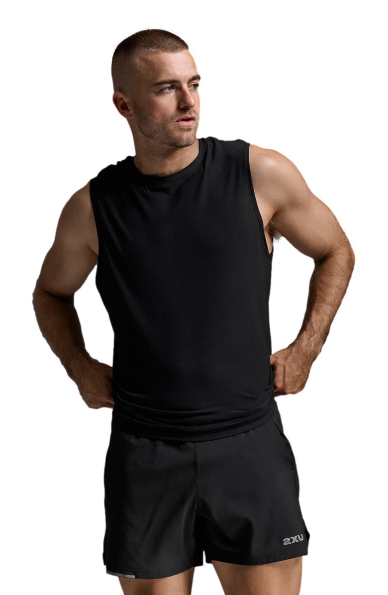 2XU Mens Signature Tank, Alternate, color, Black/Black