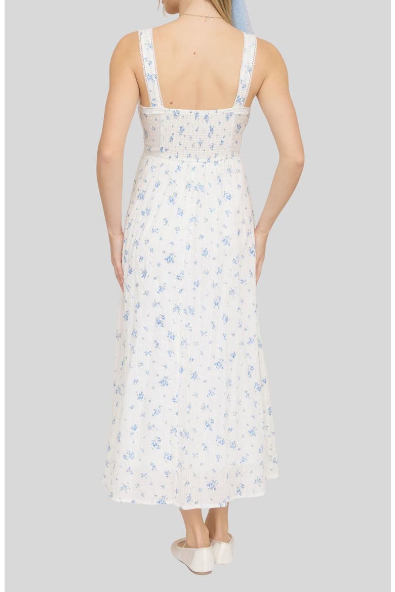 Ditsy Floral Midi Dress, Alternate, color, BLUE MULTI