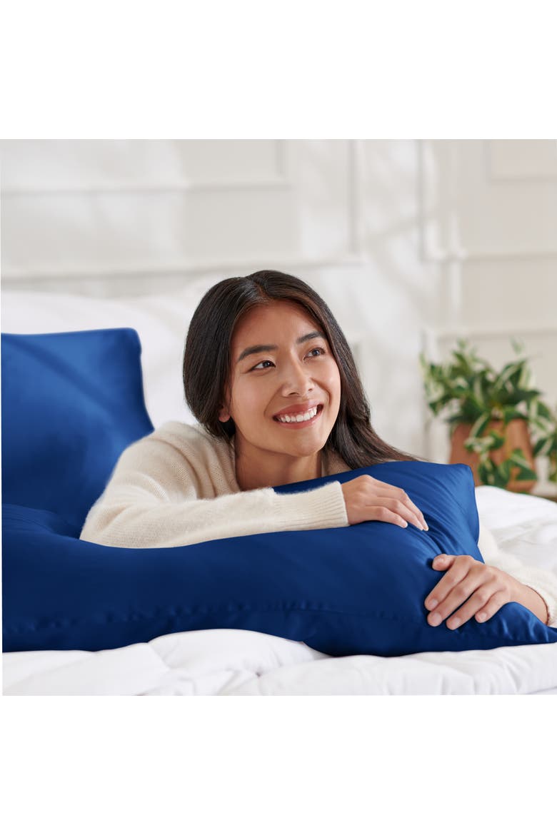 19 Momme 100% Mulberry Silk Pillowcase, Body Size, Alternate, color, Dark Blue