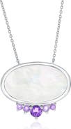 SIMONA Oval Mother-of-Pearl & Semiprecious Stone Pendant Necklace
