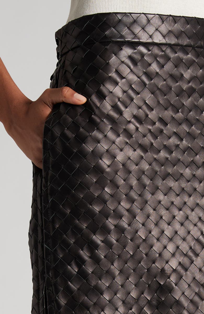 Bottega Veneta Intrecciato Leather Skirt, Alternate, color, 