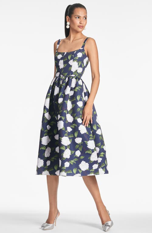 Sachin & Babi Olena Floral Mikado Midi Cocktail Dress In Multi