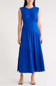 DKNY Gathered Sleeveless Tiered Maxi Dress