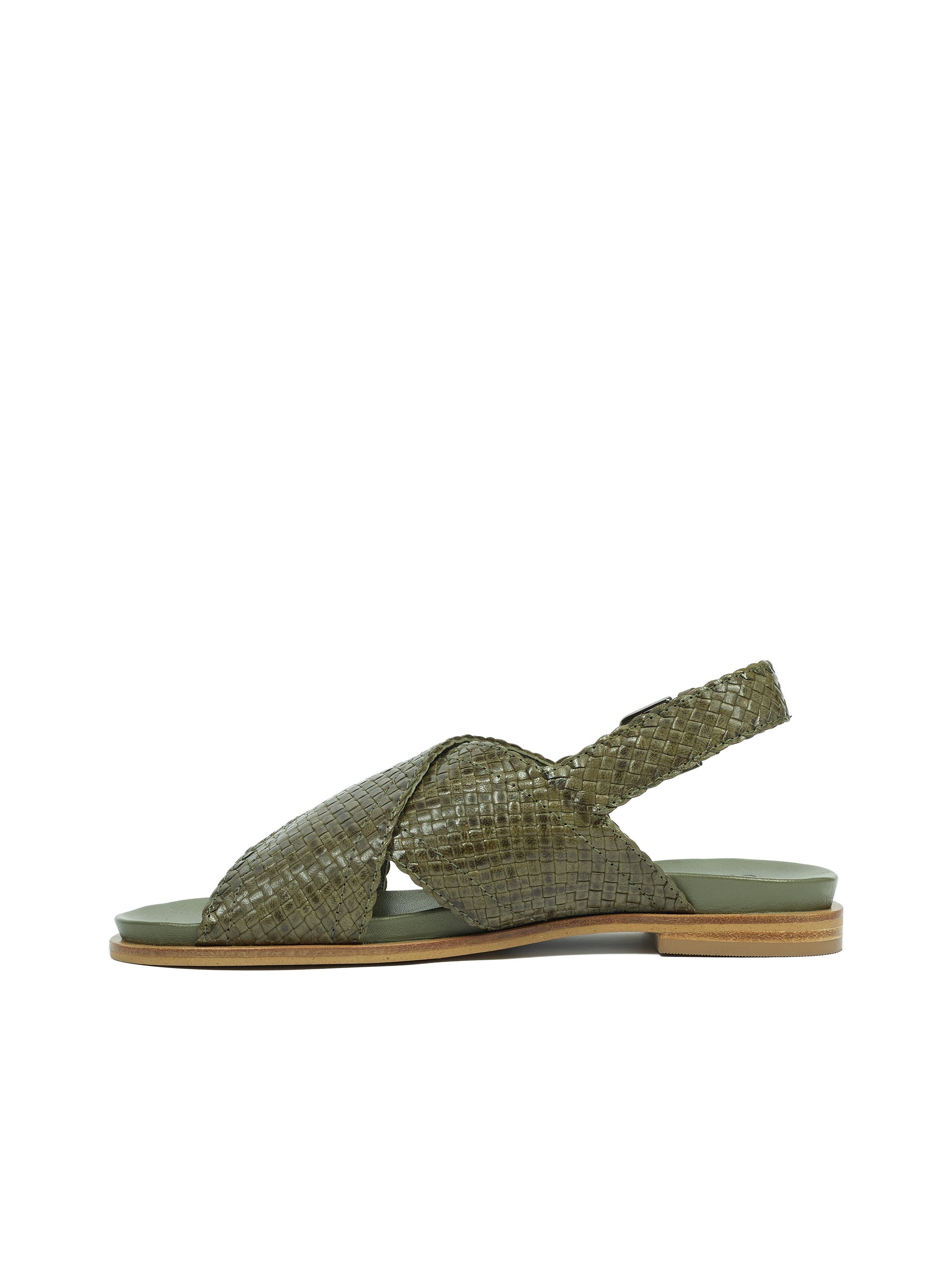 Celtic & Co. Leather Woven Crossover Sandal, Alternate, color, Olive