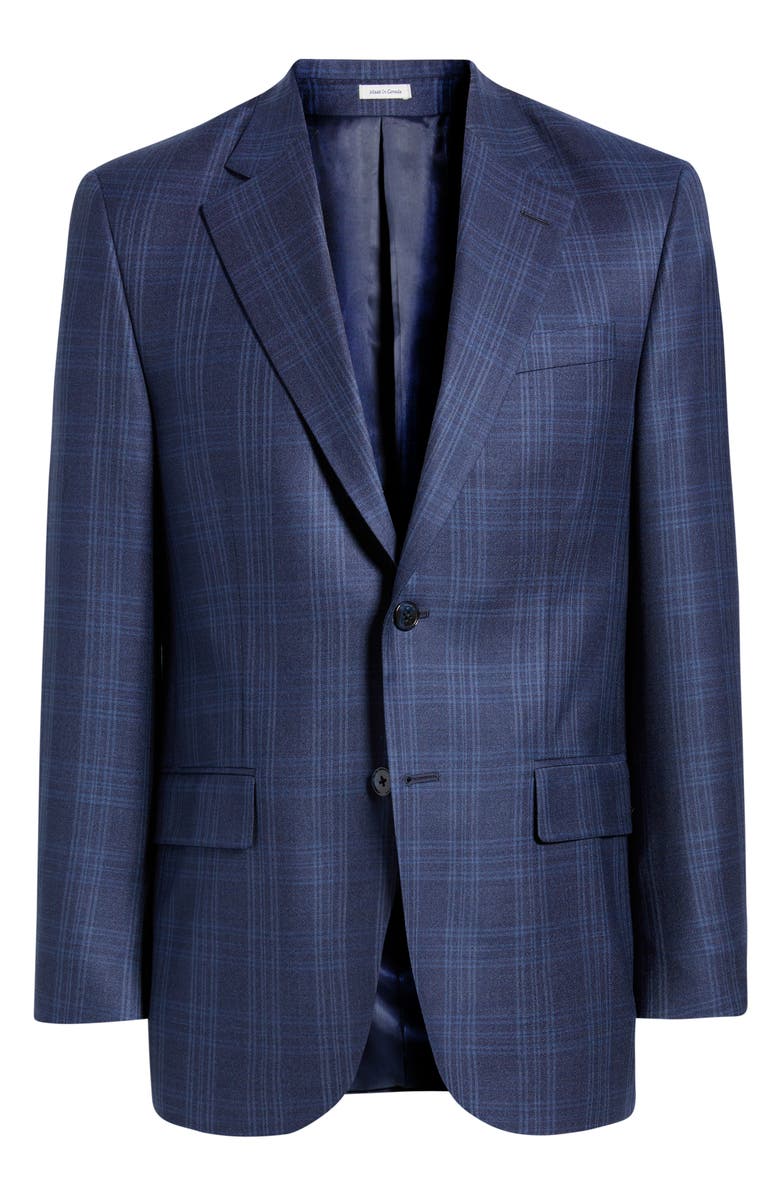 Peter Millar Flynn Classic Fit Blue Plaid Wool Sport Coat, Alternate, color, Blue