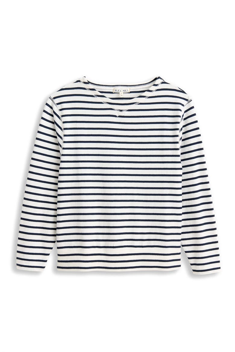 Lakeside Stripe Crewneck Top, Alternate, color, OFF WHITE/ NAVY