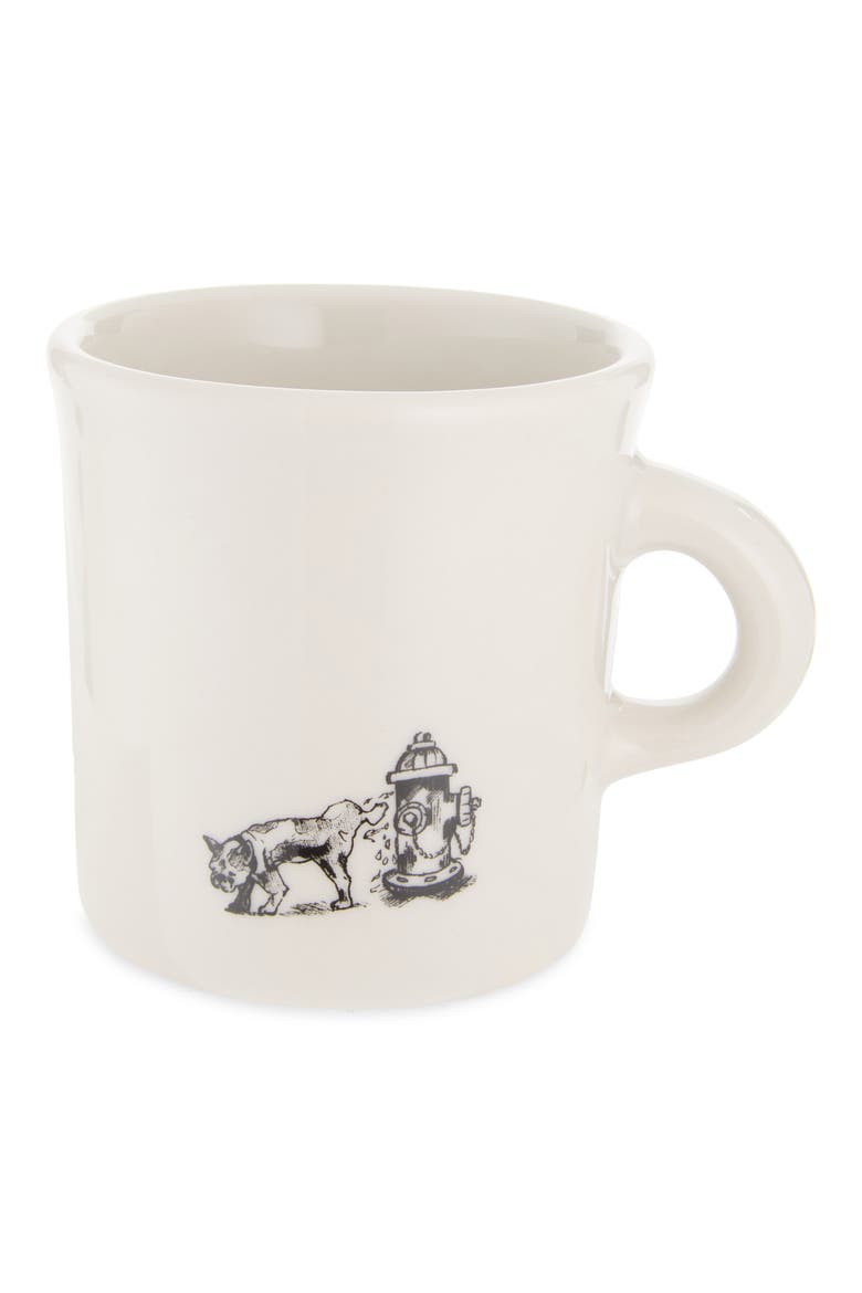NYC Toile Liberty Dog Mug, Main, color, WHITE/ BLACK
