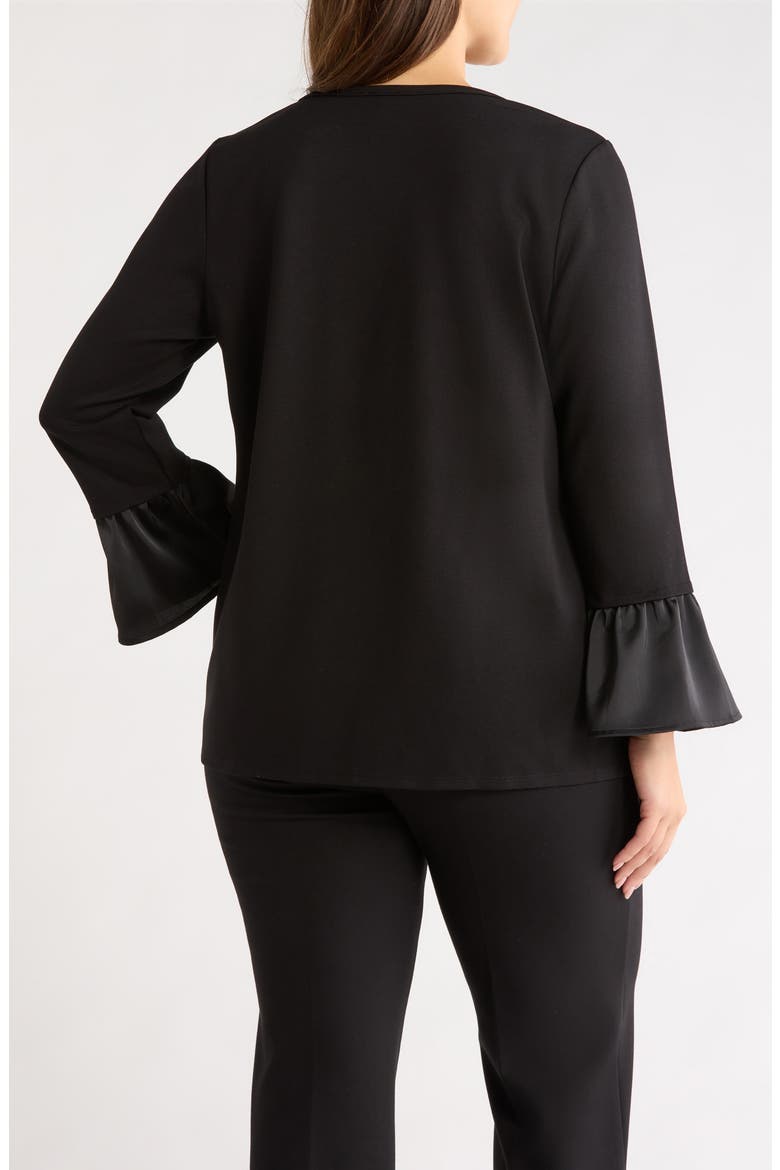 Ruffle Cuff Round Neck Top, Alternate, color, ANNE BLACK