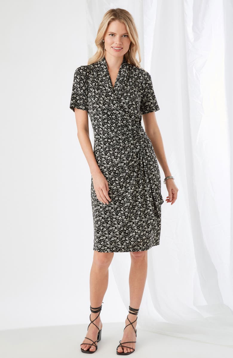 Karen Kane Cascade Floral Print Faux Wrap Dress, Alternate, color,