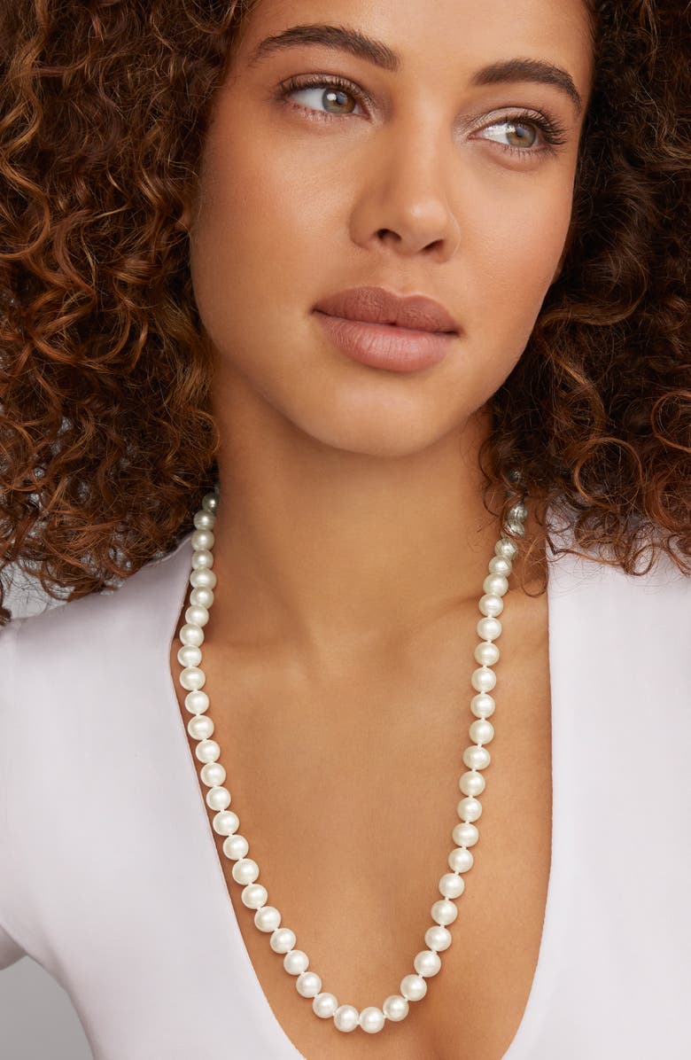 LAGOS Luna Freshwater Pearl Necklace, Alternate, color, Silver